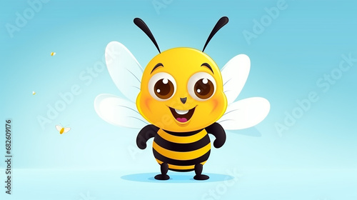 playful bumblebee in cute funny with cartoon kawaii style