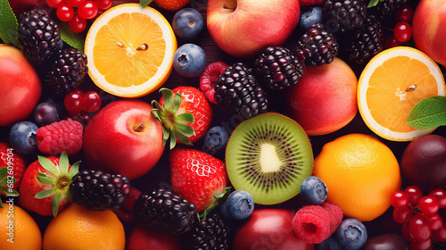 fruits dieting healthy background with fresh fruit mixed