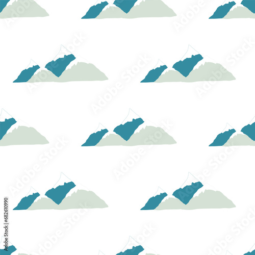 Seamless pattern with mountains. Hand drawn style.