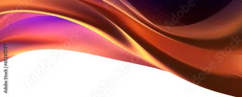  Abstract Background with 3D Wave Bright Gold and Purple Gradient Silk Fabric on transparent background