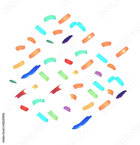Waves and zigzag confetti on transparent background