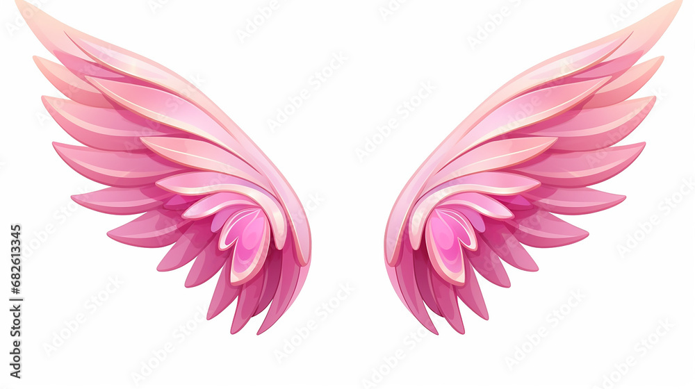 little pink fairy wings in cute funny with cartoon kawaii style isolated on white background little pink fairy wings in cute funny with cartoon kawaii style isolated on white background
