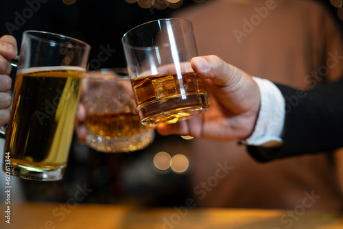 Businessmen in suits drinking  Celebrate whiskey