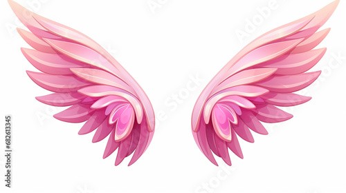 little pink fairy wings in cute funny with cartoon kawaii style isolated on white background photo