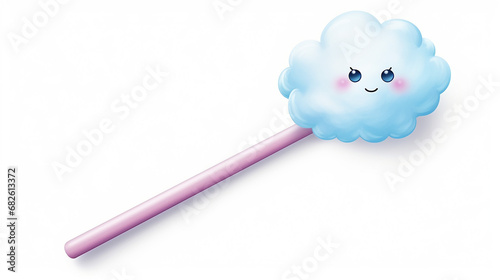 magic wand in cute funny with cartoon kawaii style isolated on white background