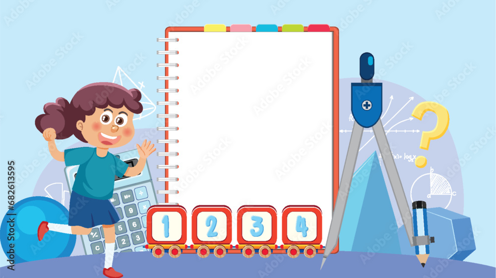 Math Tools Theme: Girl on Blank Notebook