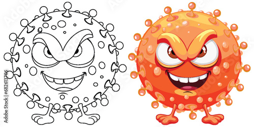 Orange Germ Virus Monster Cartoon Character