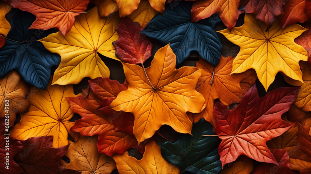 fall leaves background. Generative AI.