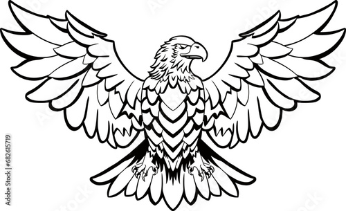 Eagle line art mascot illustration isolated white background