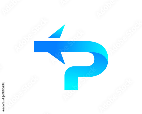 Travel company business logo design with letter P vector template