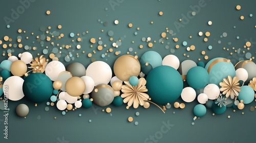 gold and green balloons on a green background
