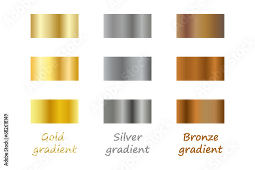gold gradient color vector. silver gradient, bronze gradient with very elegant color options, editable
