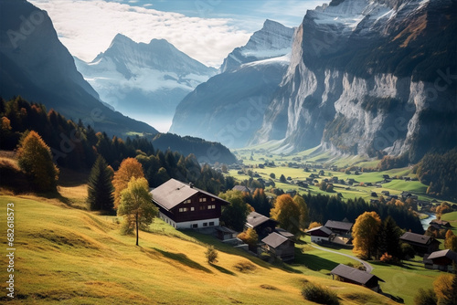 beautiful view of the Bernese Oberland in Switzerland photo