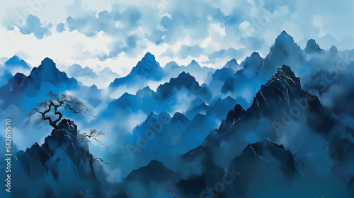 Leinwand Poster Chinese classical style illustration background