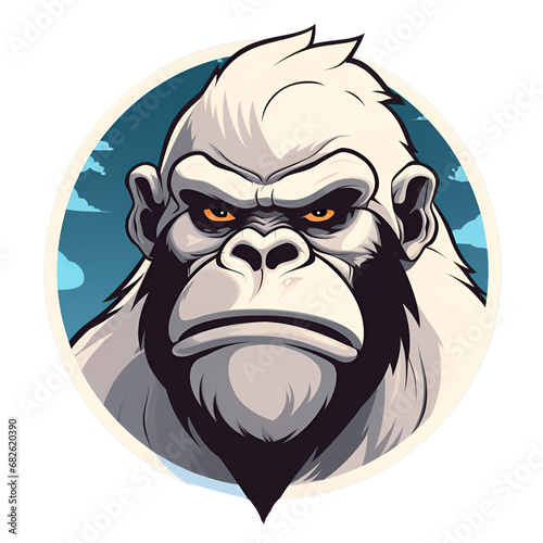 Cartoon Style Gorilla Illustration Painting Drawing No Background Perfect for Print on Demand Merchandise photo