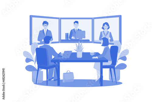 Online Conference Meeting Illustration concept on white background