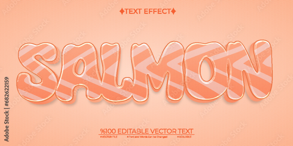 Cartoon Salmon Editable Vector 3D Text Effect