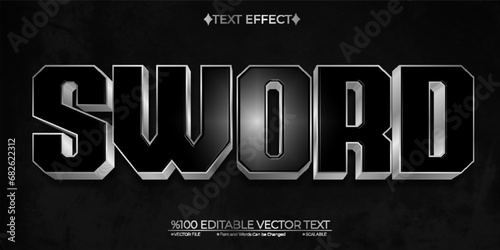 Silver Sword Editable Vector 3D Text Effect