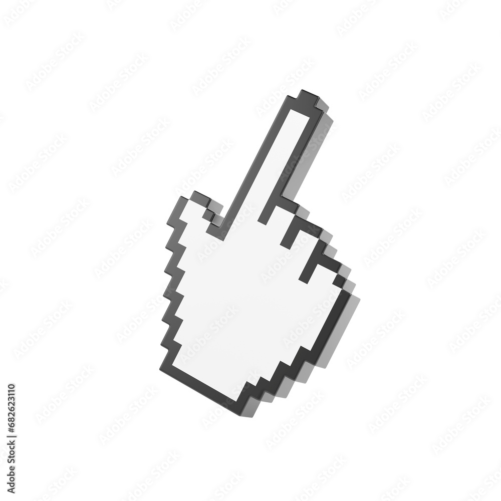 Hand cursor clicking isolated on white background. 3d illustration.