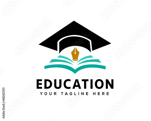 academic hat book university logo icon symbol design template illustration inspiration
