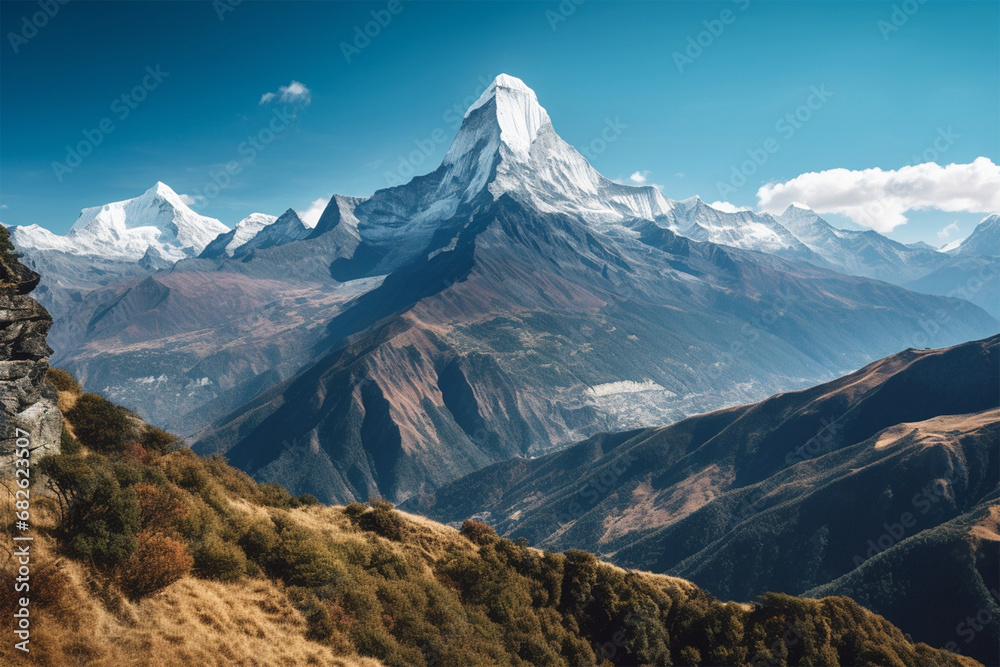 beautiful view of Machapuchare in Nepal