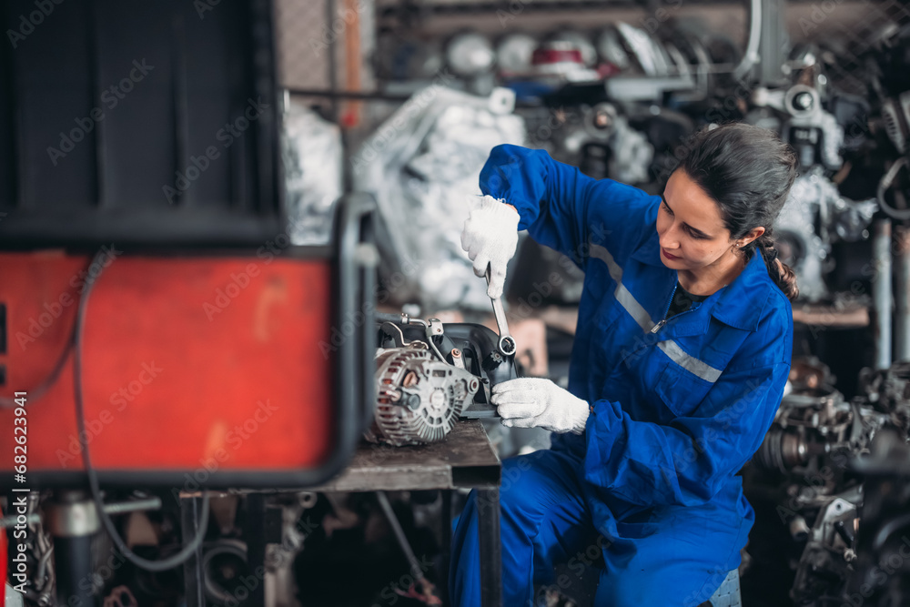 Car technician check engines, choose quality gear for precise repairs to ensure optimal performance Car technician check engines, choose quality gear for precise repairs to ensure optimal performance