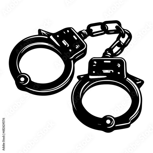 Handcuffs Vector silhouette illustration black color, isolated white background