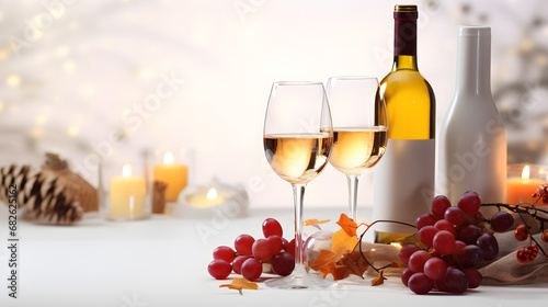 Free photo wine bottle, glass and grapes isolated on whiteRed and white wine in bottles and glass on the wooden table

 photo
