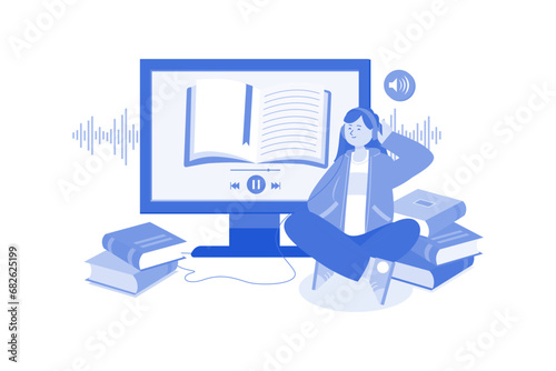 Listening Audio Book enjoying books through audio narration.