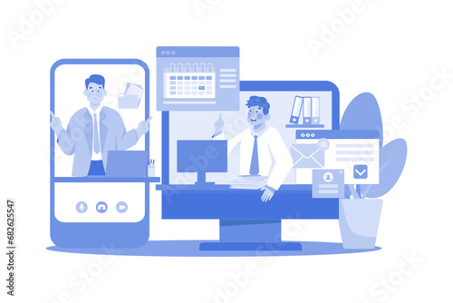 Virtual Meeting conducting meetings remotely.