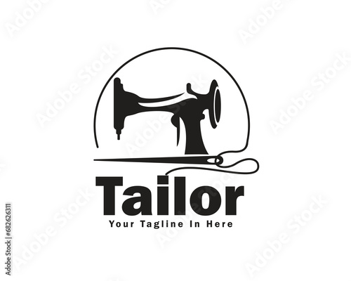 tailor custom garment service Logo design vector template illustration inspiration photo