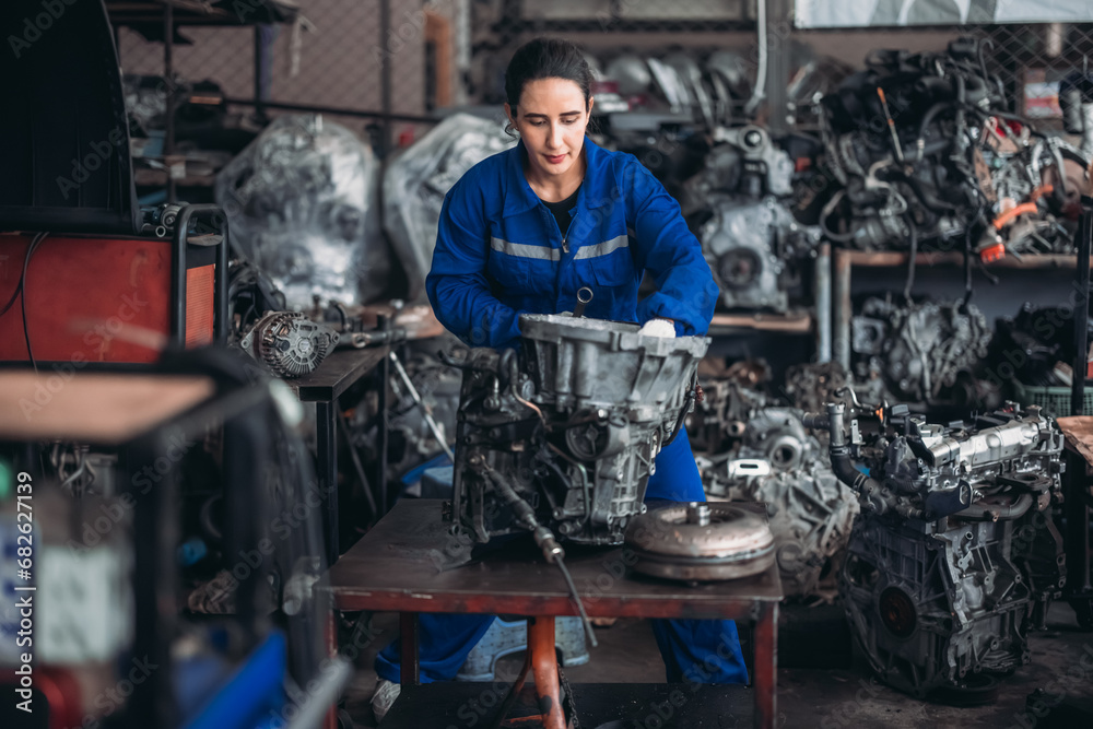 Car technician check engines, choose quality gear for precise repairs to ensure optimal performance Car technician check engines, choose quality gear for precise repairs to ensure optimal performance