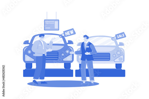 Car Showroom Manager Dealing With Car