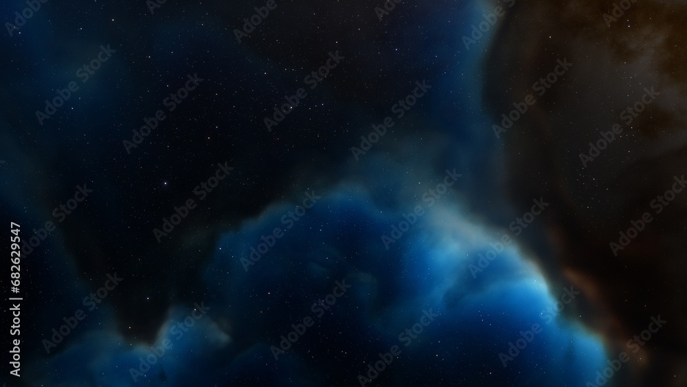 Fototapeta premium nebula gas cloud in deep outer space, science fiction illustration, colorful space background with stars 3d render 