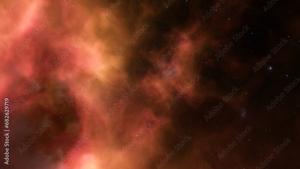 Obraz premium bright nebula, nebula in space, majestic red-purple nebula, beautiful space background 3D render