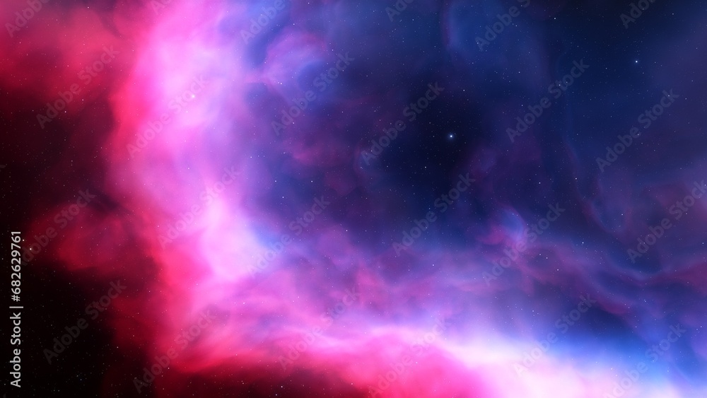 Fototapeta premium bright nebula, nebula in space, majestic red-purple nebula, beautiful space background 3D render