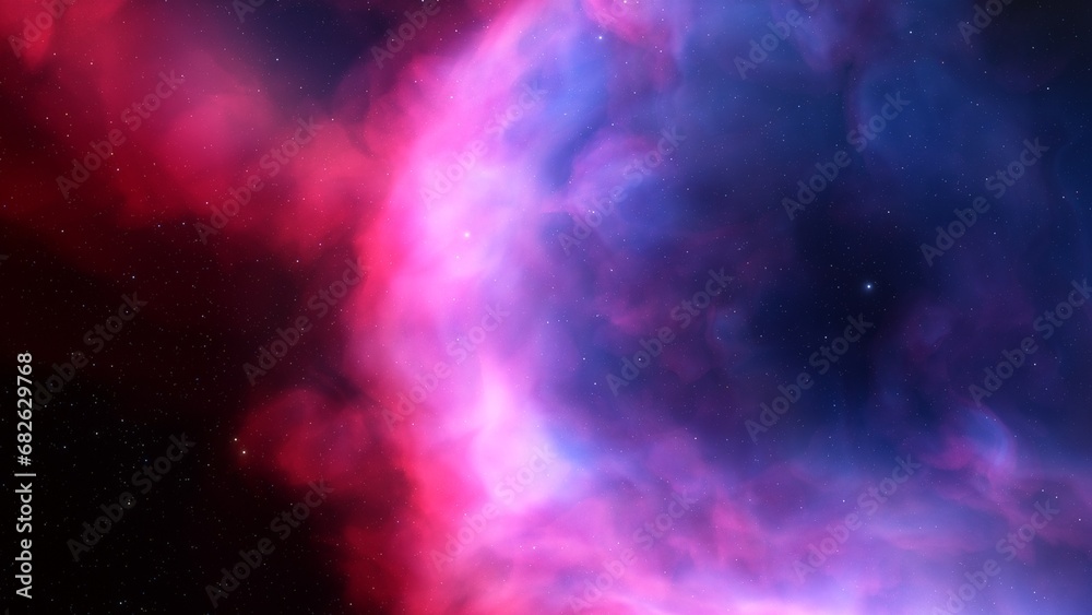 Fototapeta premium bright nebula, nebula in space, majestic red-purple nebula, beautiful space background 3D render