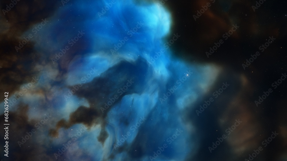 Cosmic background with a blue purple nebula and stars