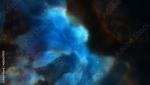 Cosmic background with a blue purple nebula and stars © ANDREI