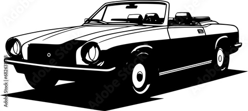 Barbie Fantasy Vintage Convertible Car Icon in Hand-drawn Style