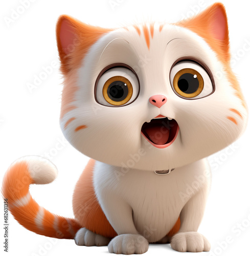 cartoon 3D model of a kitten, big eyes, cute