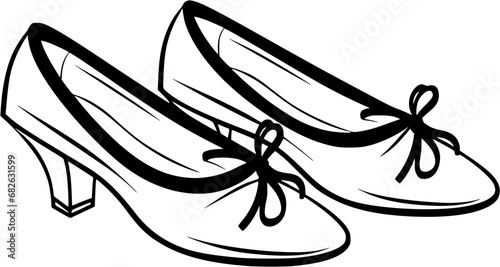 Vintage Ballet Accessories Kitten Heels Icon in Hand-drawn Style