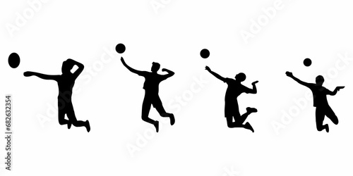 silhouette of volleyball playing sequence photo