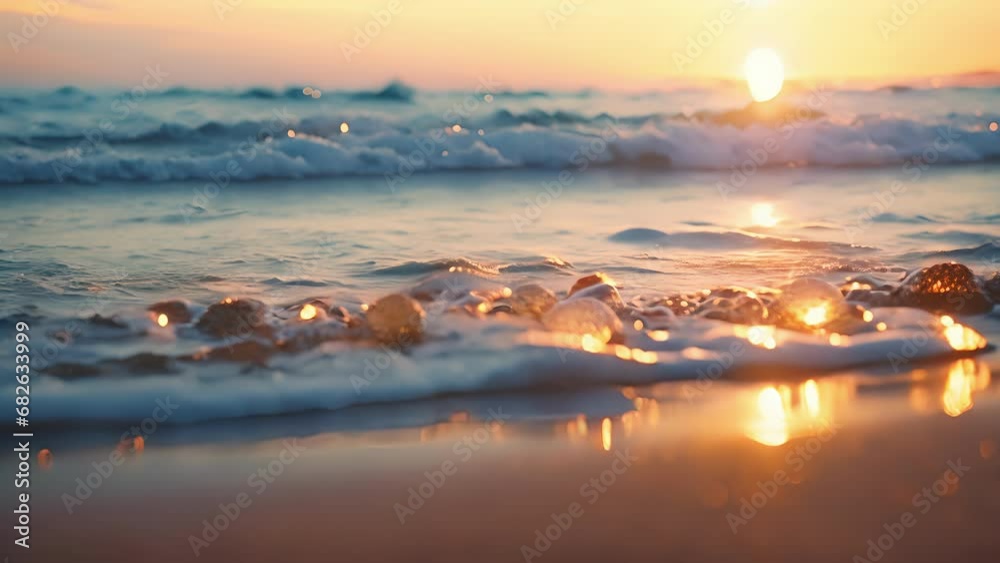 As the waves gently crash against the shore, the lights bob up and down, creating a soothing rhythm that adds to the peaceful atmosphere of the beach.