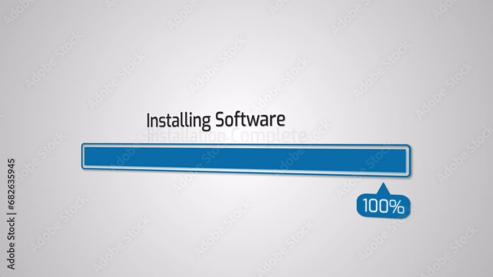 Installation Process for Software, Closeup shot Process of Install Software on Computer Monitor Screen. 3D progress bar. Installation Process for Software, Closeup shot Process of Install Software on Computer Monitor Screen. 3D progress bar.