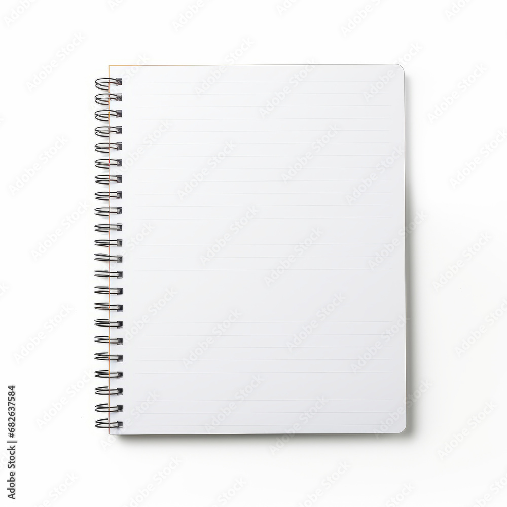 a blank spiral notebook isolated on a white background a blank spiral notebook isolated on a white background