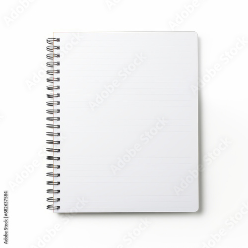 a blank spiral notebook isolated on a white background