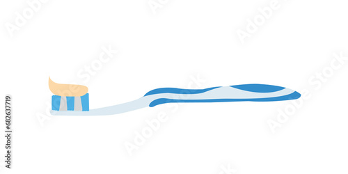 Dental concept. Toothbrush with toothpaste isolated. Flat design, care health, hygiene healthy