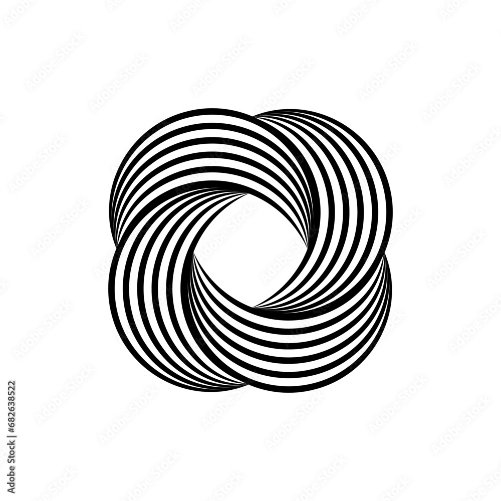 Impossible symbol. Rounded square linear shape. Infinite knot sign. Overlapping thin lines form. Optical illusion art. Design element for logo, icon, print, cover, tag. Abstract vector illustration Impossible symbol. Rounded square linear shape. Infinite knot sign. Overlapping thin lines form. Optical illusion art. Design element for logo, icon, print, cover, tag. Abstract vector illustration