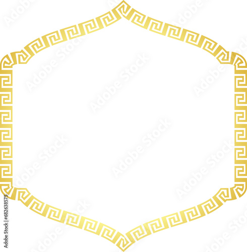 Golden frame Greek meander Square shape horizontal Frame vintage Greek key pattern Greek fret Luxury gold picture frame golden borders retro badge decorative retro badge element